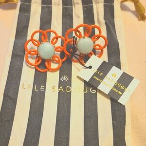 Lele Sadoughi Marigold Flower Button Earrings